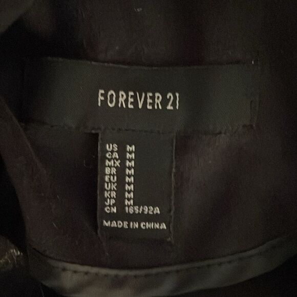 Forever 21 Women's Black Sheen Faux Suede Jacket Asimetrical | size M - Picture 8 of 9